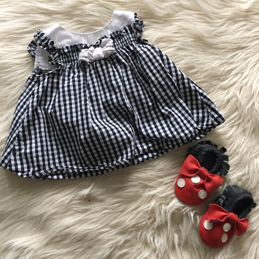 Black & White Baby Girl Dress Onsie